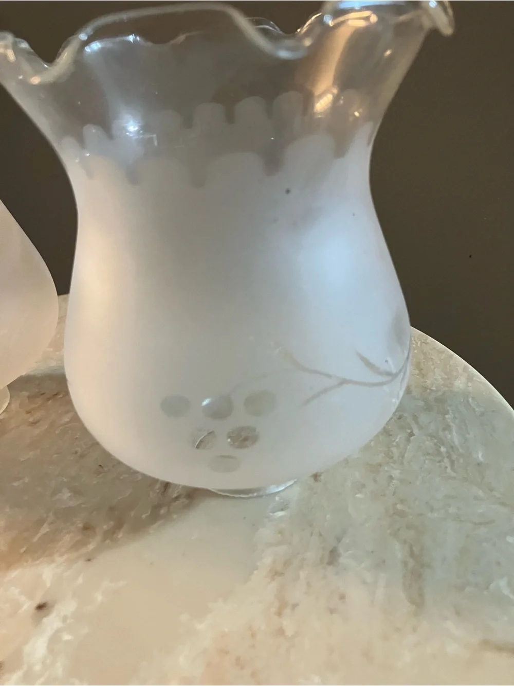 Vintage Frosted Glass Hurricane Shades - Pair